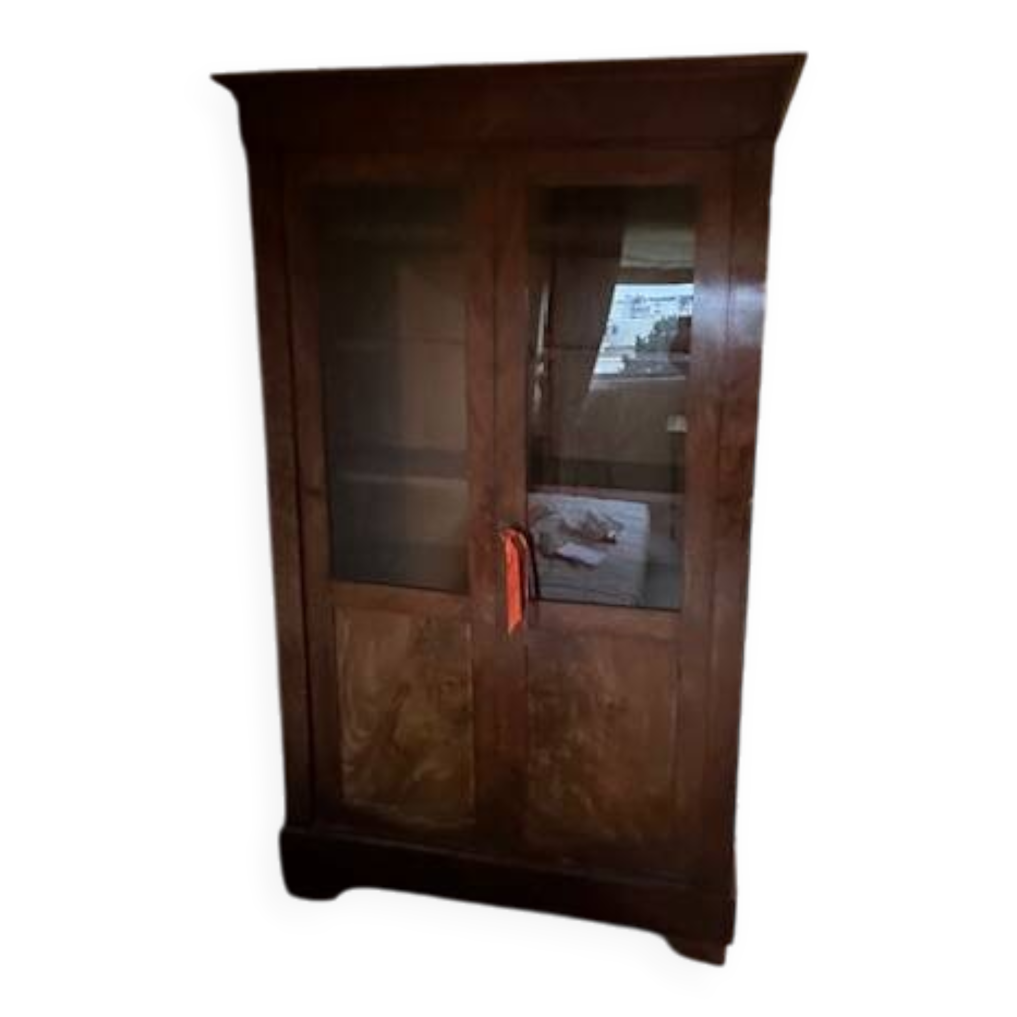 Bibliotheque en bois avec portes vitrées