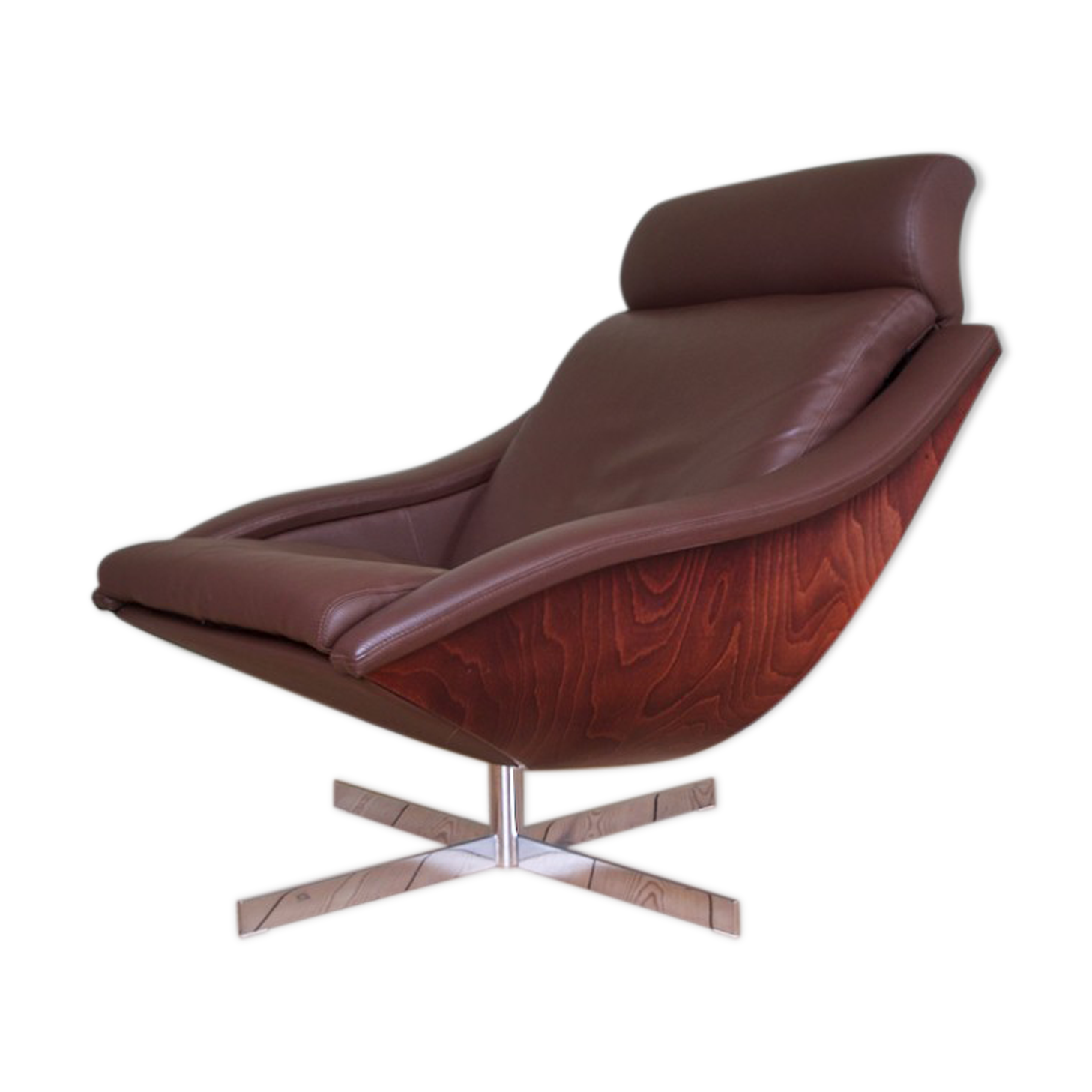 Mid-Century Danish Swivel Chair in Leather, 1970s
