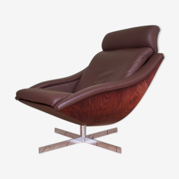 Mid-Century Danish Swivel Chair in Leather, 1970s