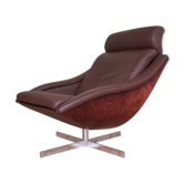 Mid-Century Danish Swivel Chair in Leather, 1970s