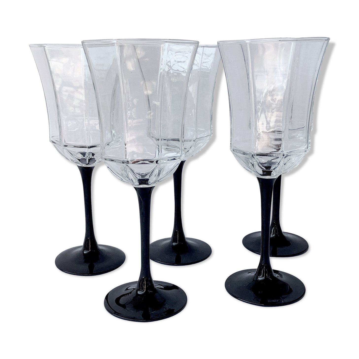 Verres Luminarc Octime à pied noir style art déco
