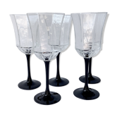 Luminarc Octime black foot glasses art deco style