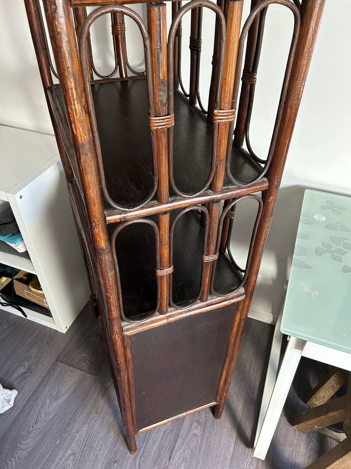 Rattan shelf / bookcase with cabinet