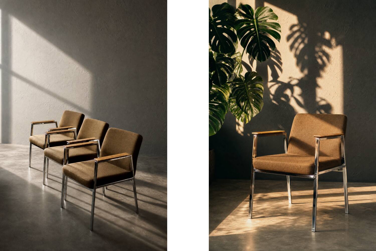 Chaise de conférence vintage mid-century moderne allemande marron de Drabert, 1970