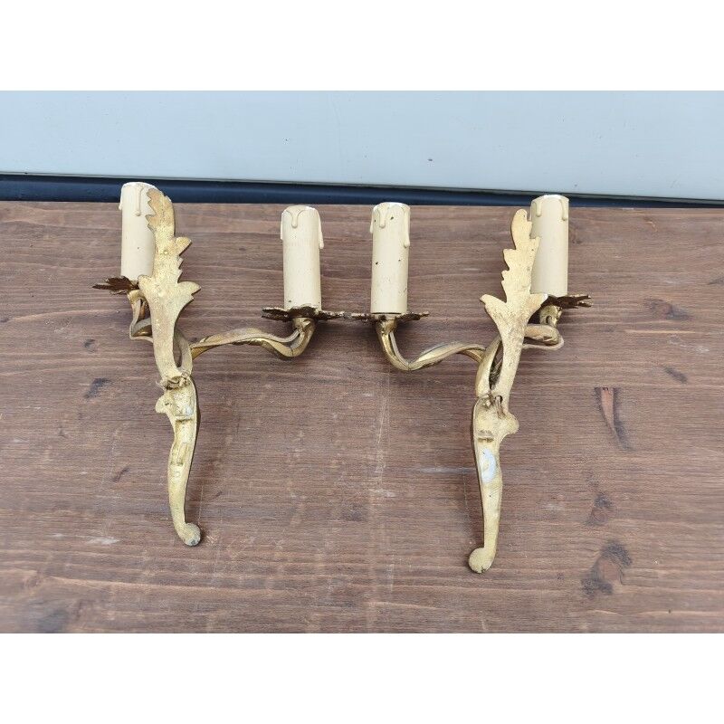 Pair of bronze wall sconces