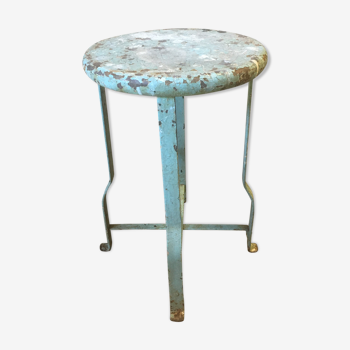 Patinated metal industrial stool