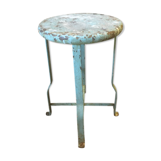 Patinated metal industrial stool