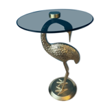 Round side table with golden crane