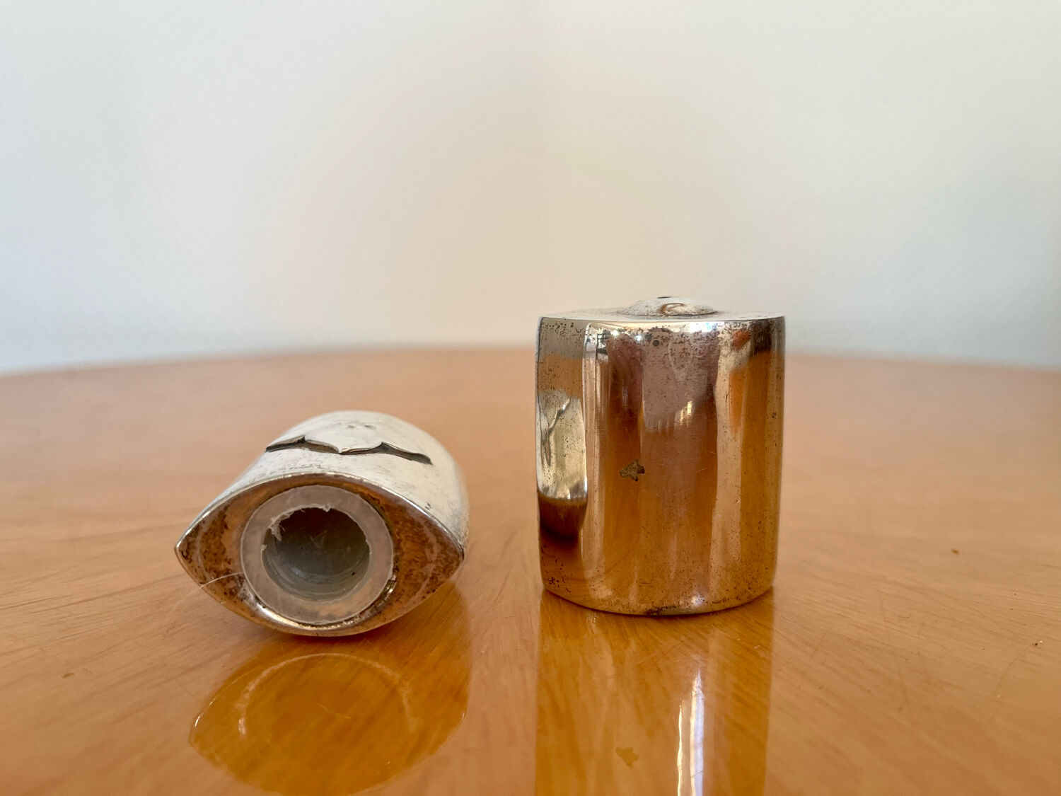 Vintage silver metal salt and pepper shaker