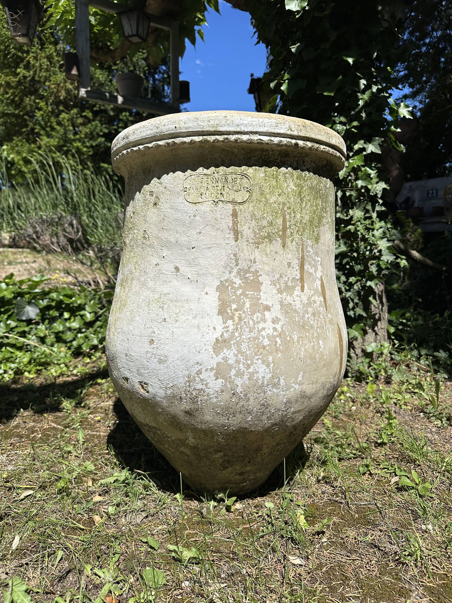 Ancient terracotta pottery jar from the 19th century.