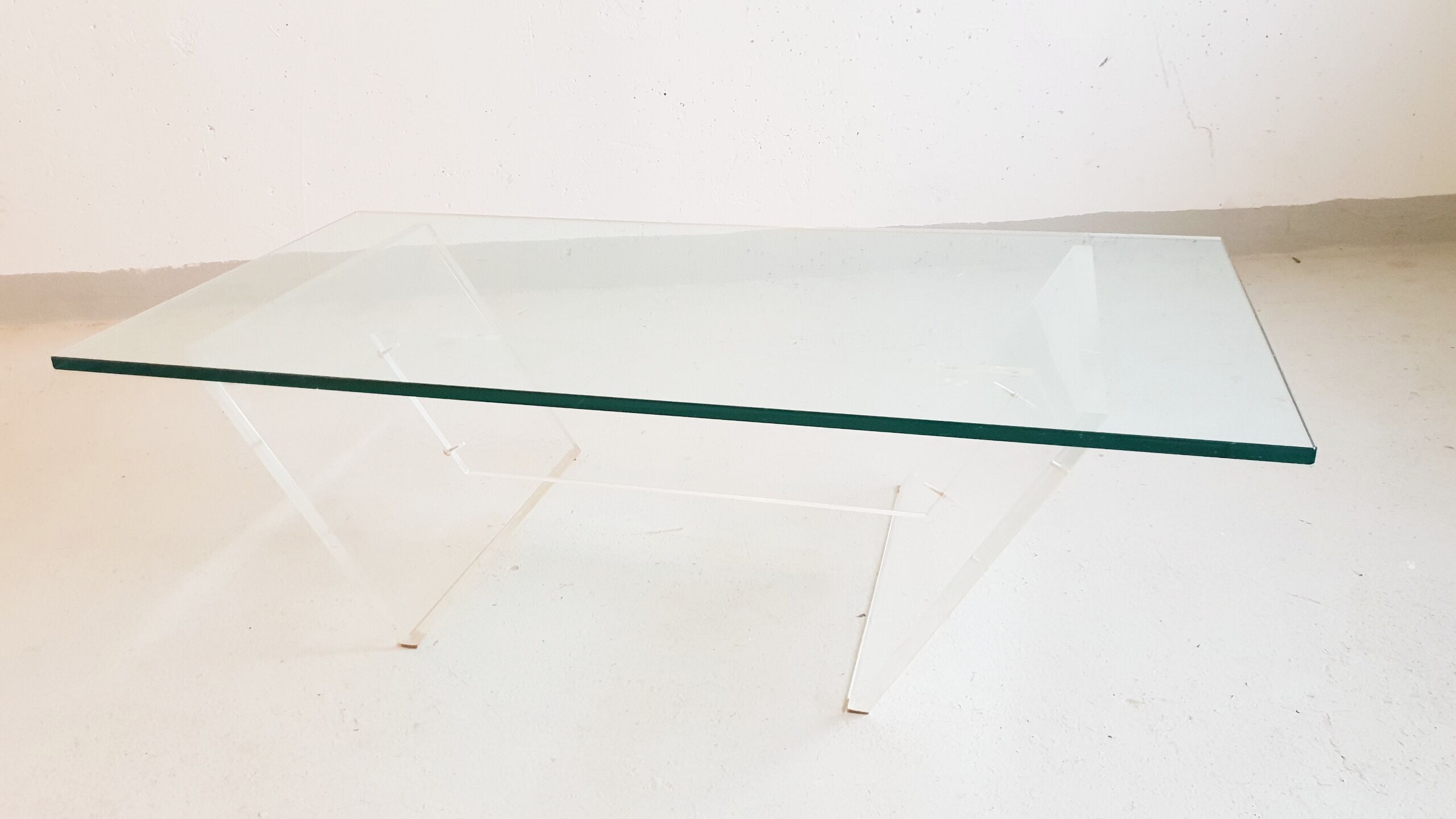 Glass and plexiglass coffee table 1970