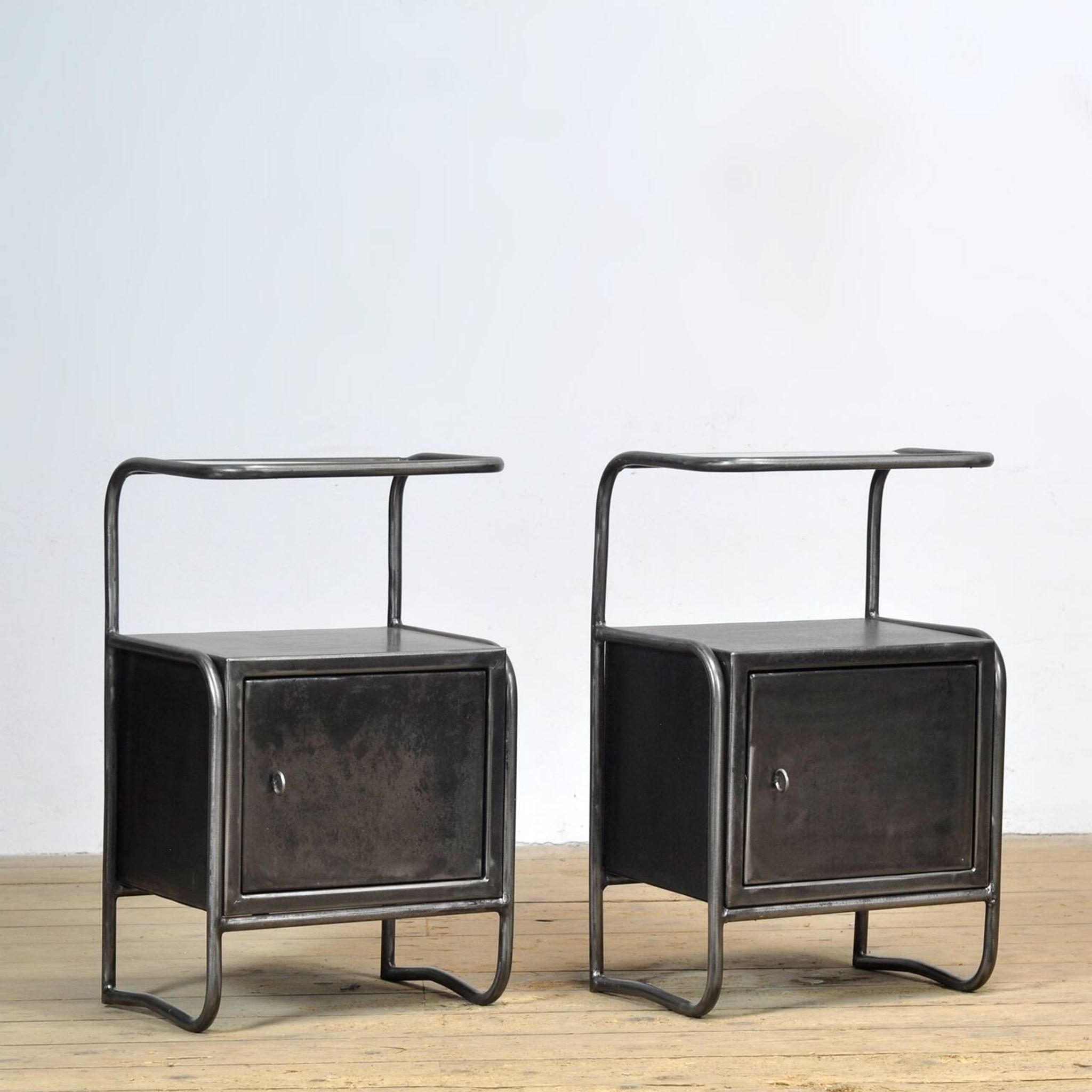 Set of iron bedside tables, 1950s