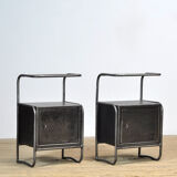 Set of iron bedside tables, 1950s