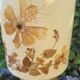 Handmade lamp in mustard glazed ceramic, vegetal lampshade