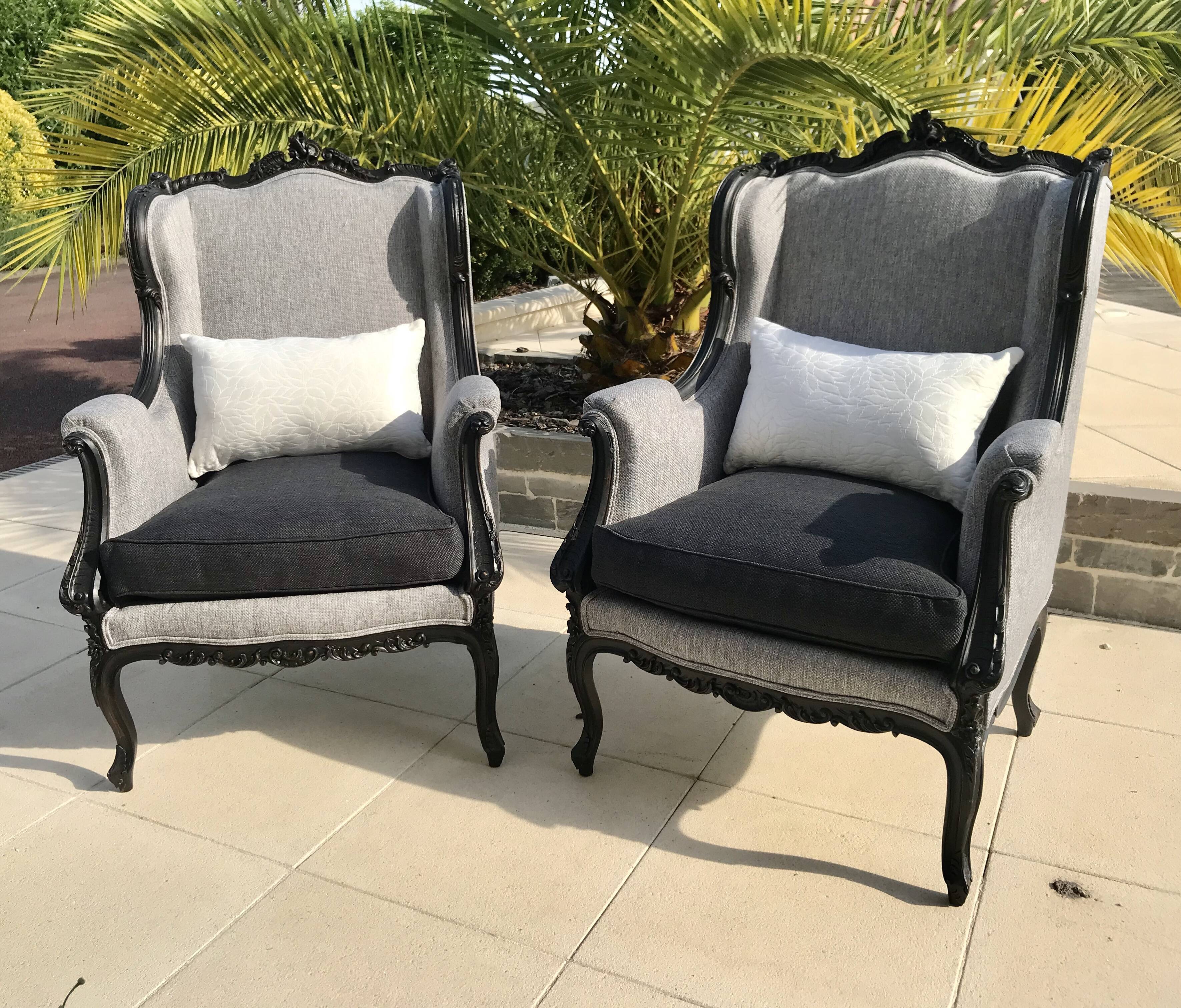 2 shepherdess armchairs with old ears nineteenth fully restored