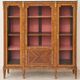 Display cabinet, Louis XVI style bookcase in marquetry, marble and bronze.