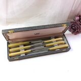 Box of 6 bakelite handle table knives France early 20th century