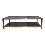 Coffee table with bronze mirror band by Belgo Chrom, 1970s.
