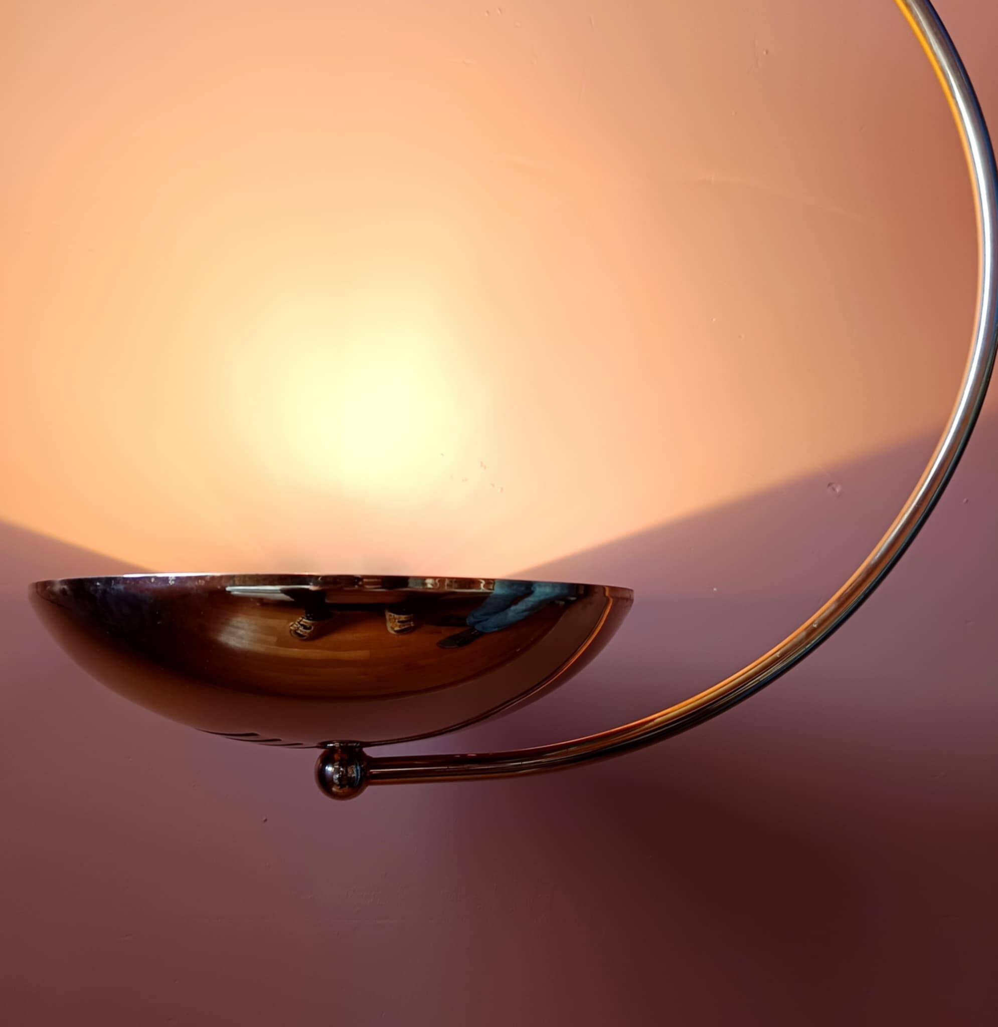 Vintage gold metal arc pendant light, 1980s