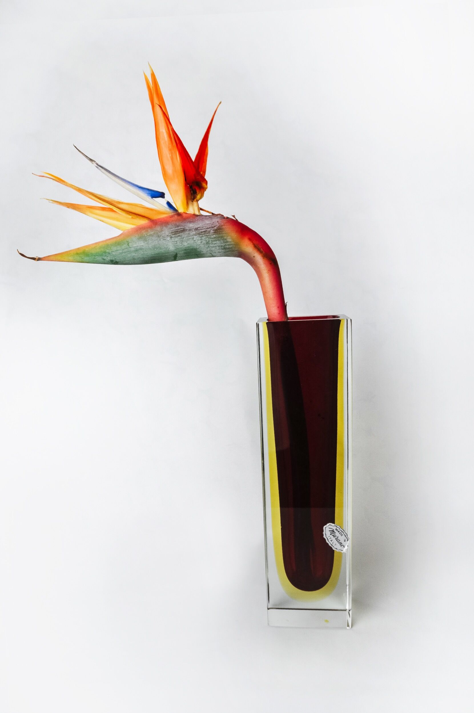 Brown and yellow cubic sommerso vase by seguso, murano, italy, 1970