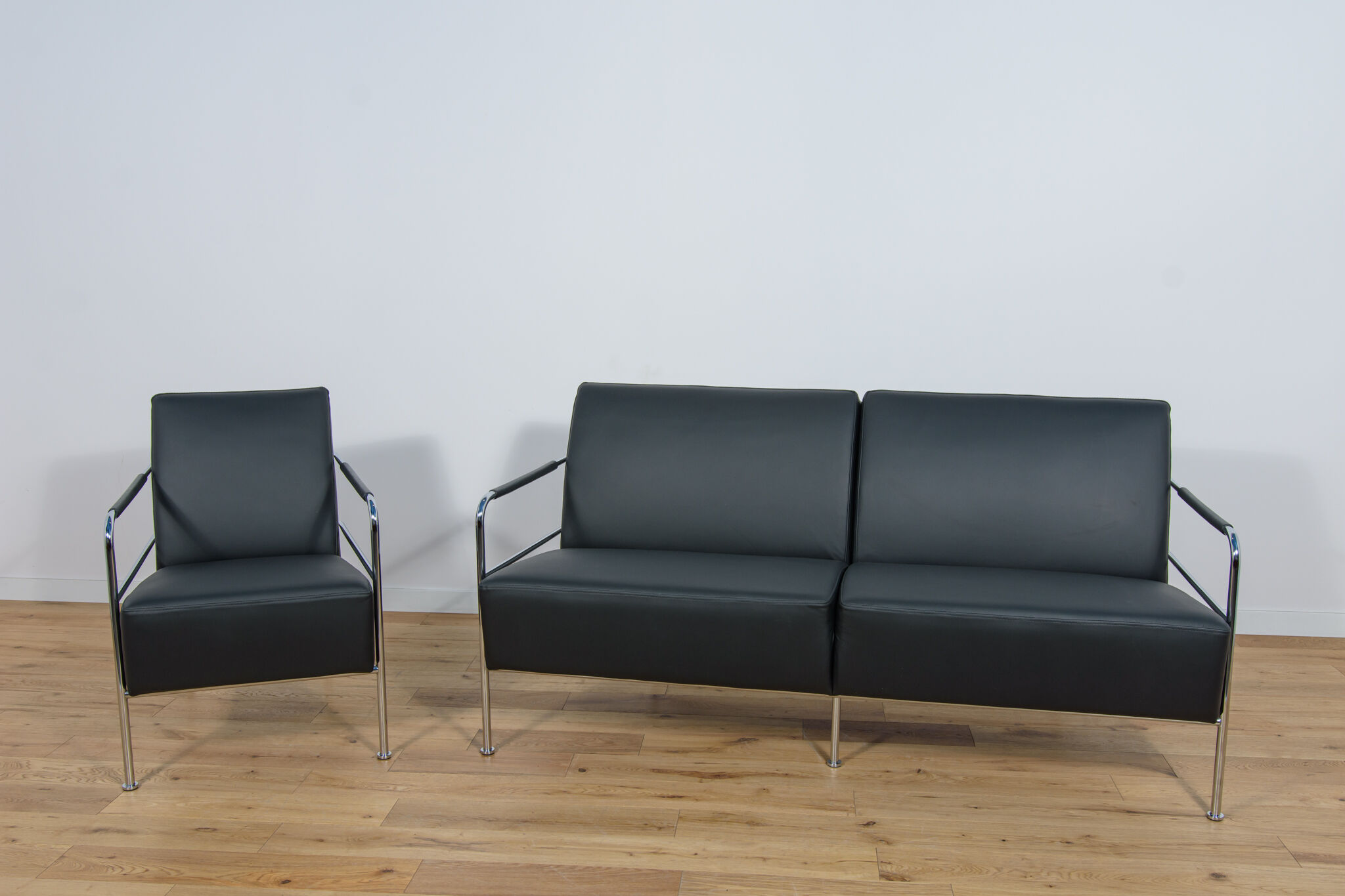 Swedish Leather Sofa and Armchair by Gunilla Allard for Lammhults, 1990s, Set of 2