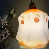Vintage tulip ride in white opaline cherry patterns