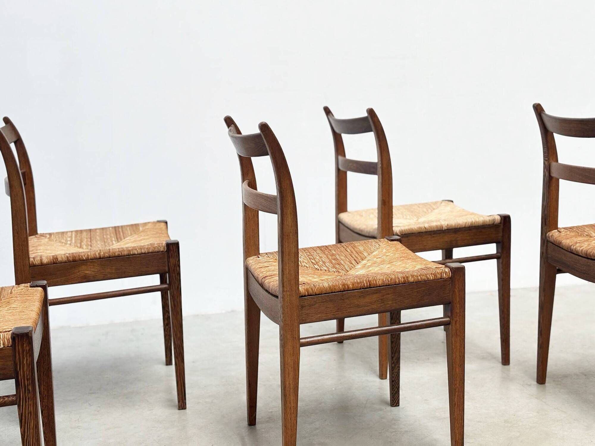 Ensemble de six chaises à repas en rotin par Jos De Mey pour Van Den Berghe Pauvers