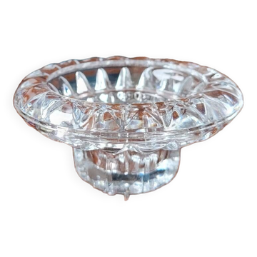 Chiseled round glass candle holder