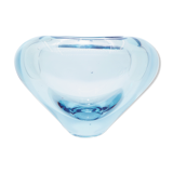 Vase en verre bleu Holmegaard signé numéroté n°19258