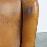 Vintage Wingback Chair Made from Sheepskin Leather