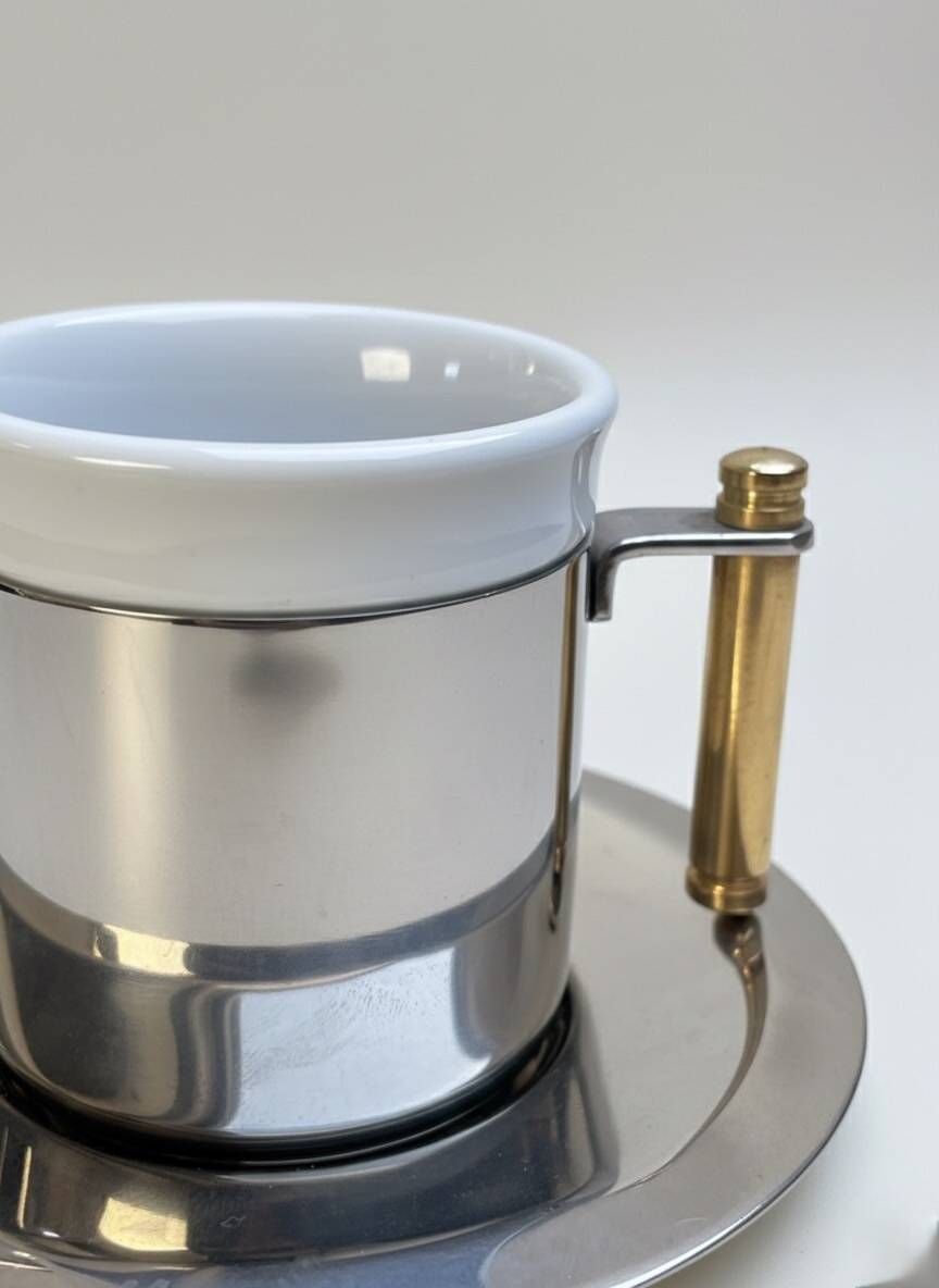 Balzano 3-piece metal and porcelain coffee set, Made in Italy