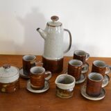 Vintage enameled stoneware coffee service made in Japan 60s