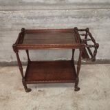Serving trolley bar servant removable tray rustic oak