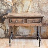 Raw wood console with drawers
