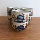 6 Tasses/gobelets À Thé Traditionnel Chinois En Grès Vintage Fleurs De Coton