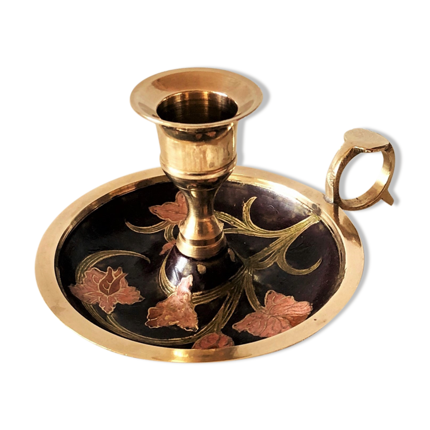 Hand candle holder brass partitioned floral decoration