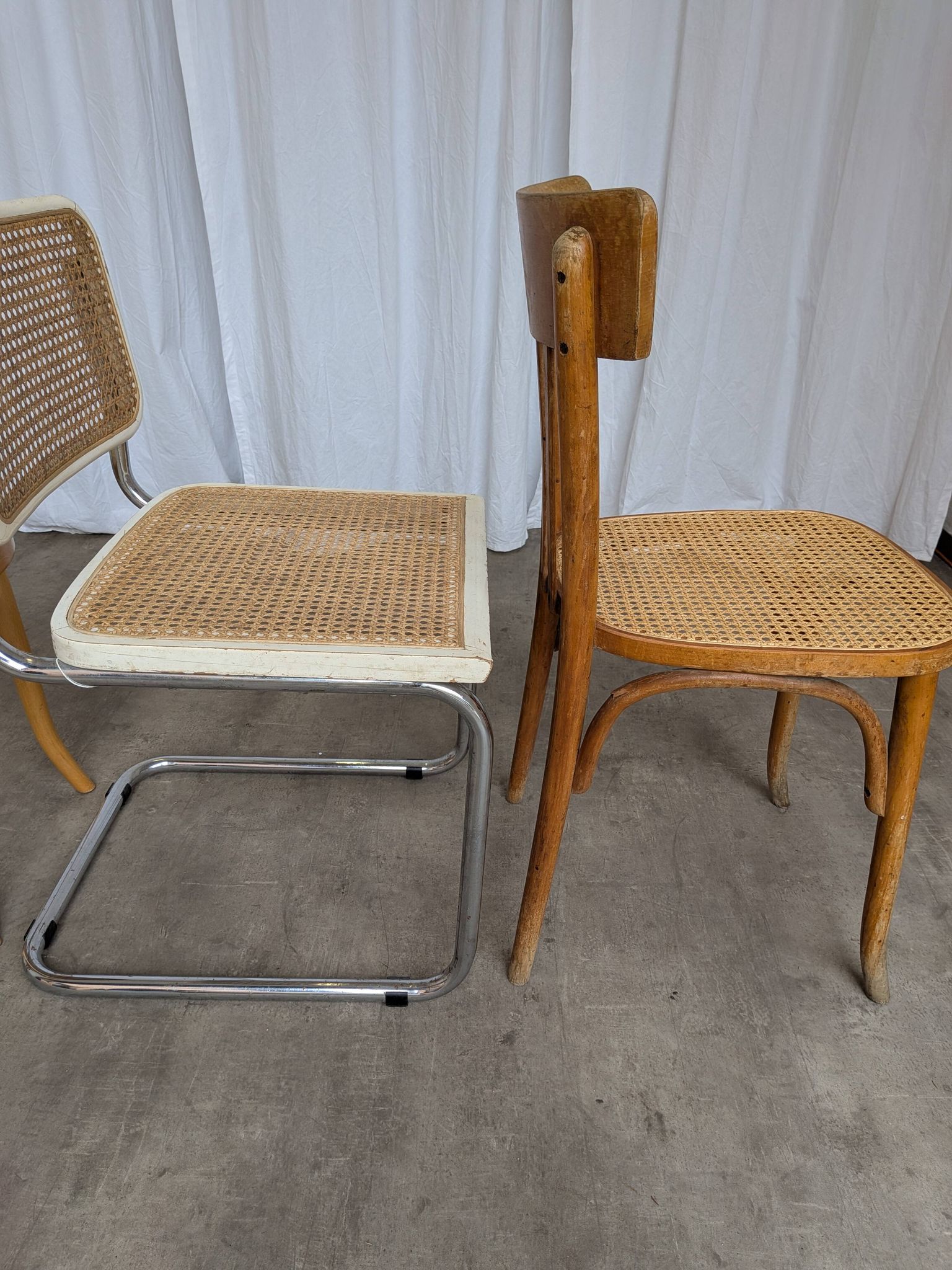Set of 4 Mix & Match Dining Chairs with Cane Seat / Mid-Century Dining Furn