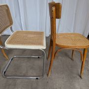 Set of 4 Mix & Match Dining Chairs with Cane Seat / Mid-Century Dining Furn