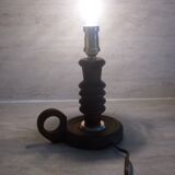 Lamp foot shape wooden candlestick turned old