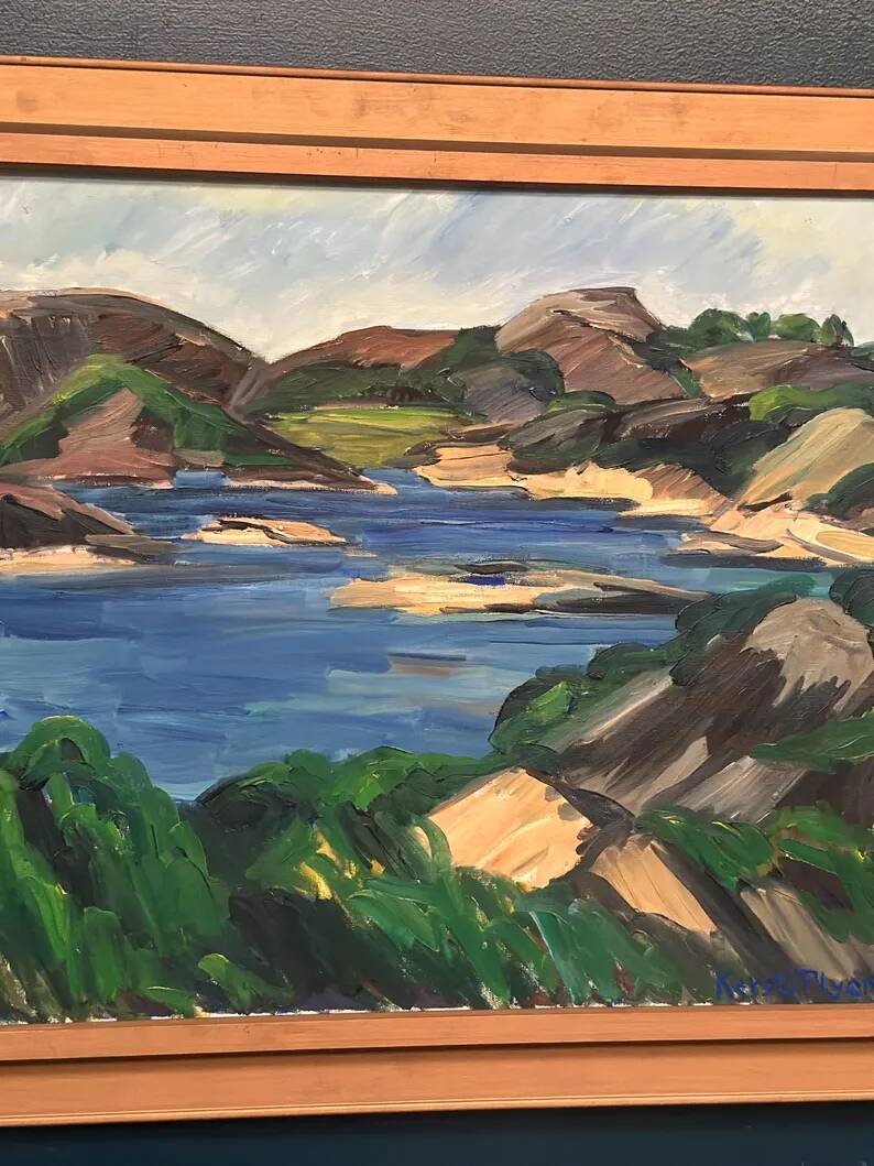 Original Swedish Oil on Canvas - "Lake" by Kersti Flyckt - Signed - Vintage and Framed - 79 × 66 cm (31.1 in × 26 in)