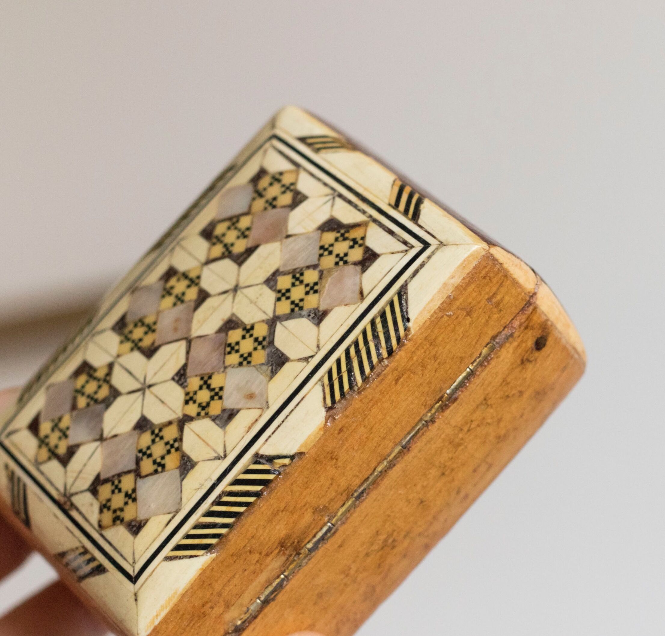 Old wooden box and mother-of-pearl