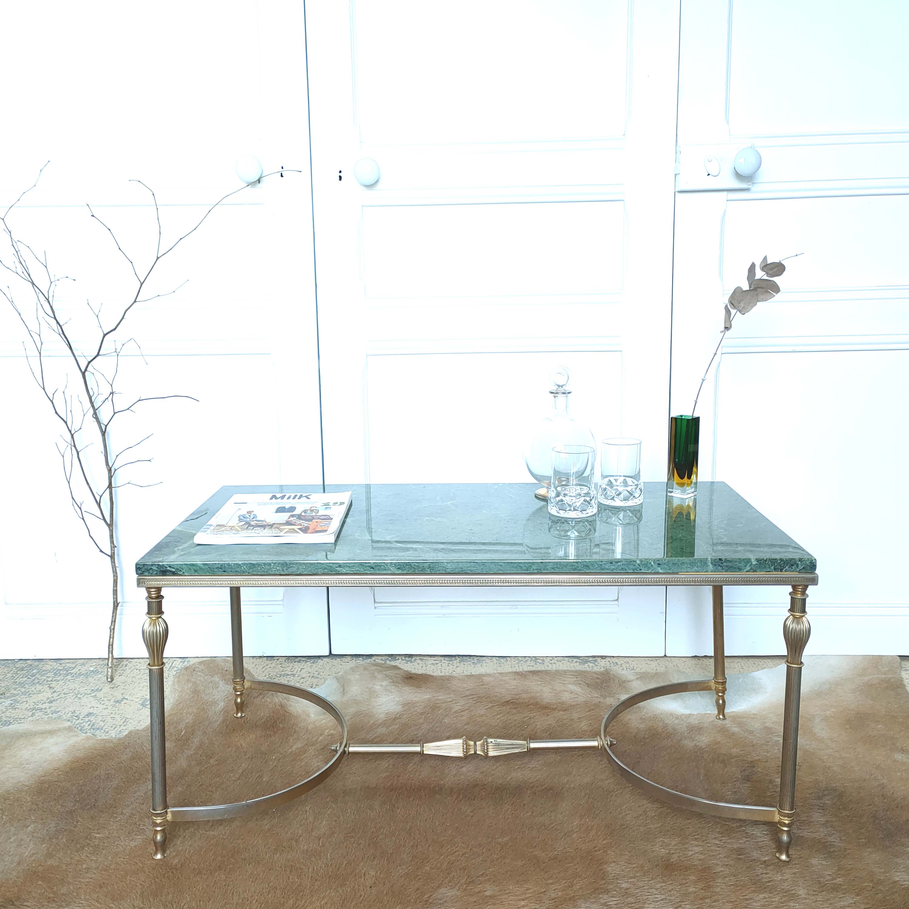 Gold and green marble coffee table