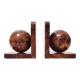 Art Deco bookends in polished solid burl wood