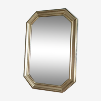 Hexagonal mirror carved wood frame gilded 61x35cm