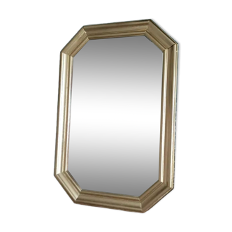 Hexagonal mirror carved wood frame gilded 61x35cm