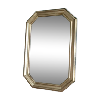 Miroir hexagonale cadre en bois sculpté dorée 61x35cm