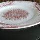 2 anciennes assiettes plates à fleurs rose poinçonner terre de fer hamage st amand "jardinière"