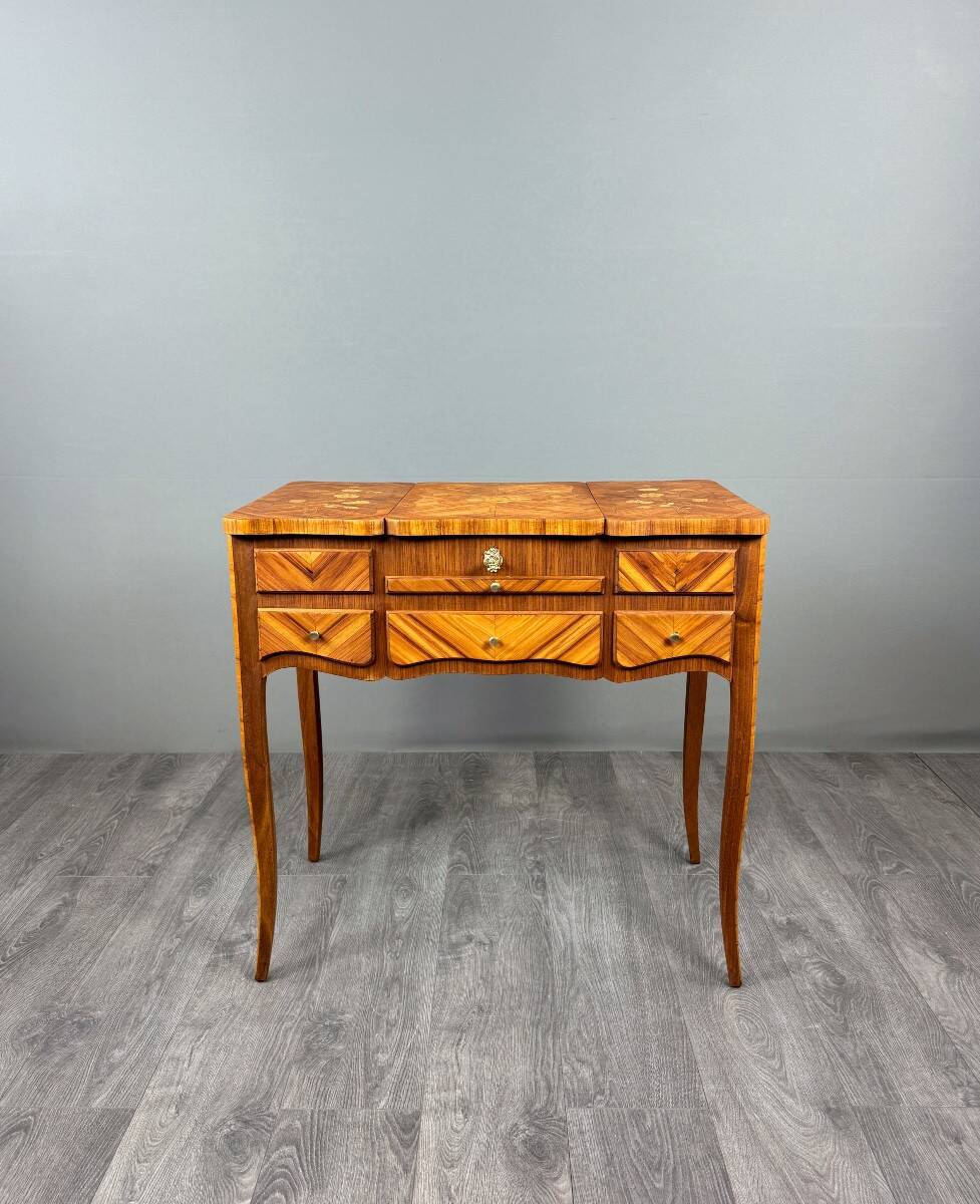 Marquetry Dressing Table, Louis XV Style, 20th Century