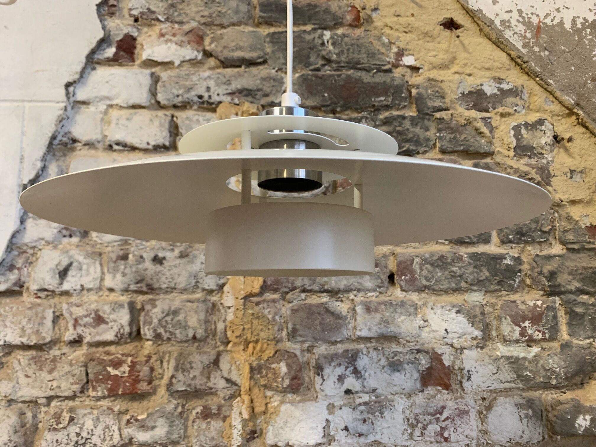 Beige/white pendant lamp by the Danish company Lyskaer, 1970-80, model 411