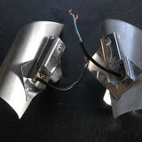 Polished and brushed stainless steel sconces 1970